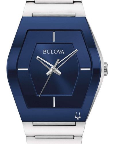 Relógio Bulova Analógico Masculino 96a258 Azul Cor Da Correia Prata