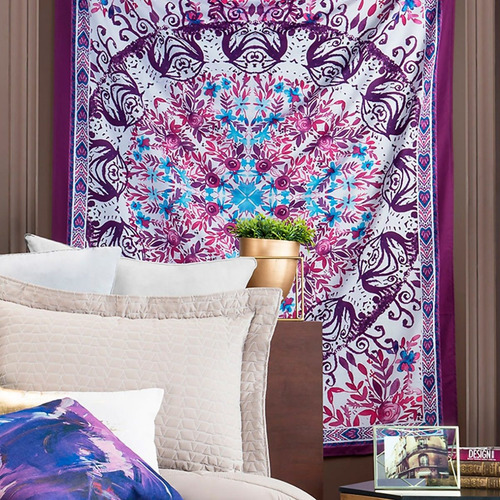 Tapiz Para Colgar En La Pared, Manta Decorativa 1.50x2.00 Mt Color Padma - Morado