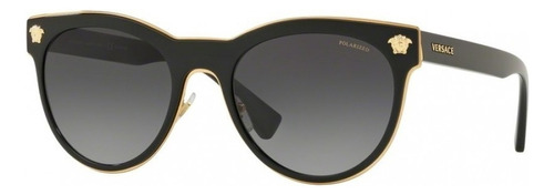 Gafas de sol Versace para mujer Mod.2198 1002/t3, polarizadas, color negro, marco negro, color varilla negra, lente negra, color gris, diseño redondo