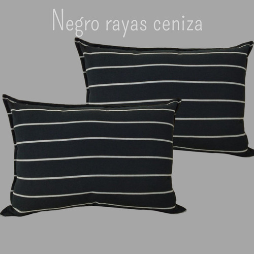Imagen 5 de 7 de Fundas Almohadones 50x70 Tusor Nordico Cama Colores Rayados