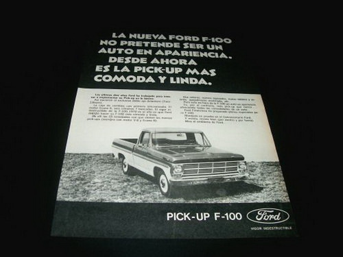 (pa223) Publicidad Pickup Ford F-100 * 1969 (Usado)