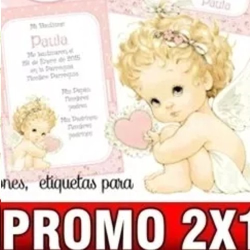 Kit Imprimible Bautismo Nena Angelita Con Corazón Candy Deco