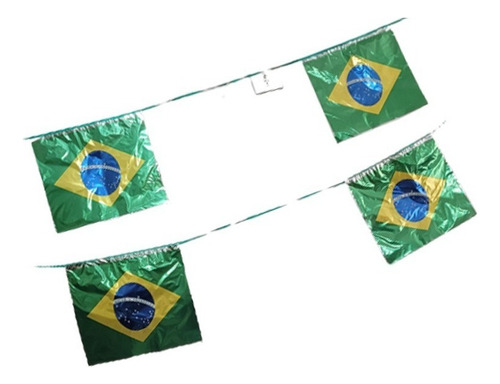 Decoração Copa Do Mundo Bandeirinhas Metalizadas Brasil 10m