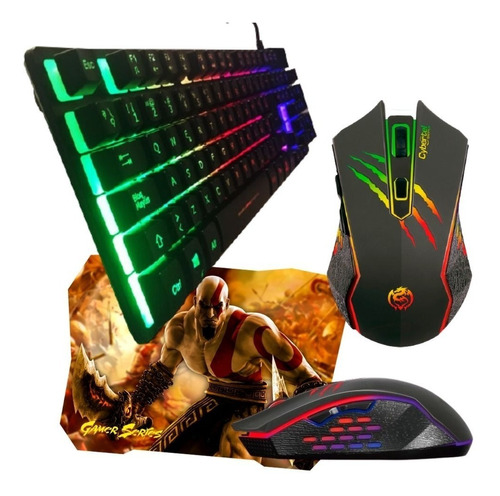 Kit Gamer 3 En 1 : Teclado Semimecanico Neon + Mouse Sniper 