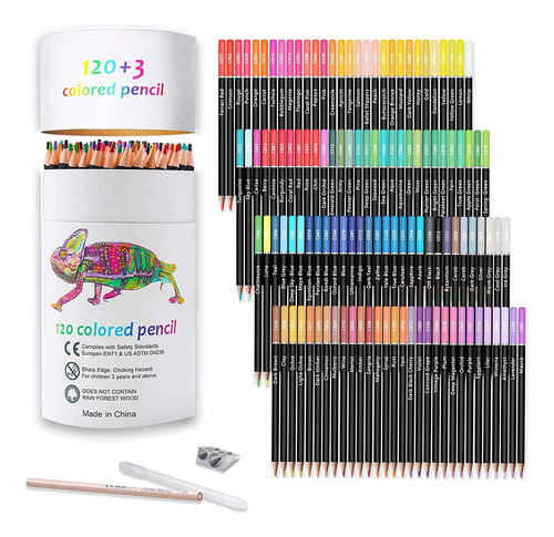 Set De Arte 120+3 Pzs Lápices De Color Profesional Dibujo