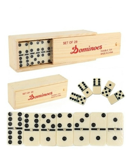 Juego De Domino 28 Piezas Caja De Madera 