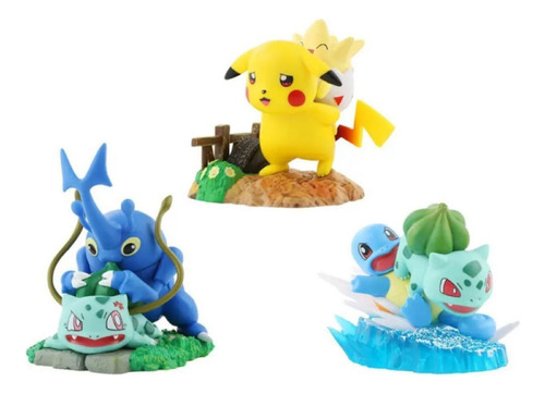 Figura Colecionable De Pokemones 3 Pcs, 2 Figuras En 1