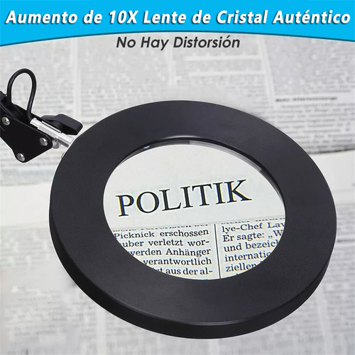 10x Luz De Lupa Led 3 Modos De Color Regulable Reparar Leer