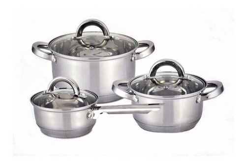 Imagen 4 de 4 de Juego De 3 Cacerolas C/tapa Acero Inox Vincent Pack Con 4