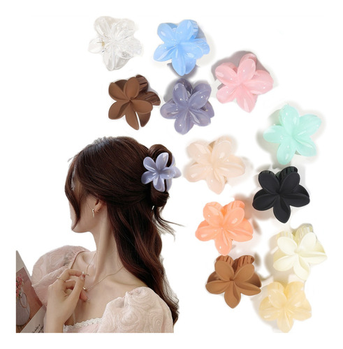 12 Pinzas Con Flores Hawaianas, Clips De Playa Tropicales