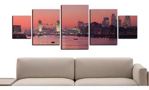 Cuadro 130x50cms 5pzs Deco Londres Sunset!