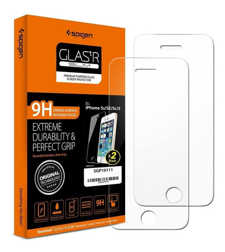 2 Vidrio Templado Slim Glastr Original Spigen iPhone SE 5s 5
