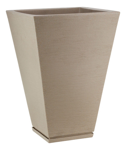 Imagen 4 de 4 de Maceta Plástica Rotomoldeada Piramidal 55 Cm Moderna + Plato