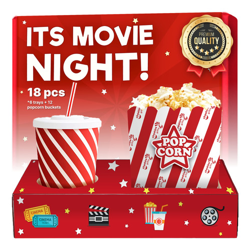Movie Night Supplies - 18 Cubos De Palomitas De Maz (12 Unid