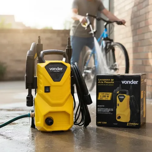 Lavadora De Alta Pressão Vonder Leve Lav 1300 90bar - Cor Amarelo-Preto Frequência 60 Hz