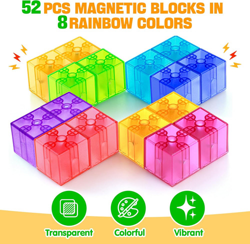 52 Bloques Magnéticos Cubos Magnéticos Translúcidos, Bloqu
