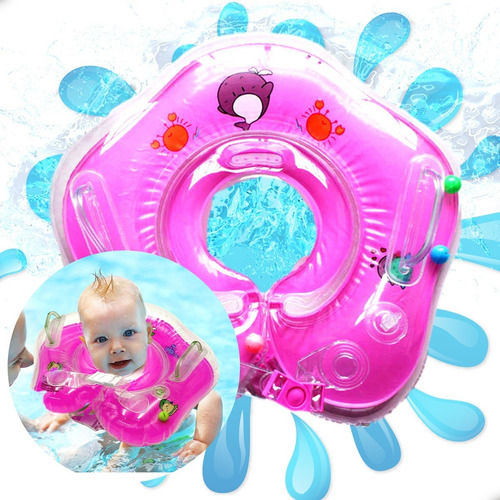 Flotador Inflable Bebé Salvavidas Cuello Flotis Alberca Play Color Rosa