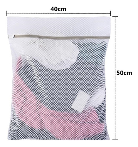 X5 Malla Bolsa Lavado De Ropa Bolsa Lavadora Ropa 40x50cm Blanco - Beige