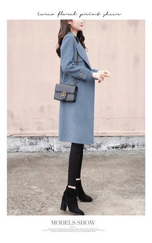 Abrigo De Invierno Elegante En Mezcla De Lana Para Mujer