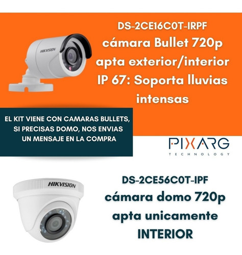 Imagen 3 de 7 de Kit Camaras Hikvision X4+ Dvr Fullhd Lite P2p +disco O Balun