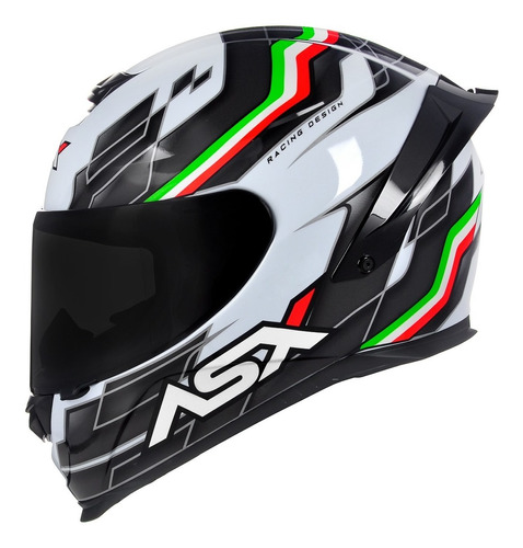 Capacete Asx Eagle Racing Italy Branco Brilho + Viseira Fumê Tamanho do capacete 54-XS