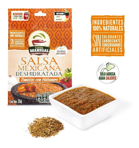Imagen 1 de 1 de Salsa Mexicana Deshidratada Tomate-habanero 35g Casa Maregal