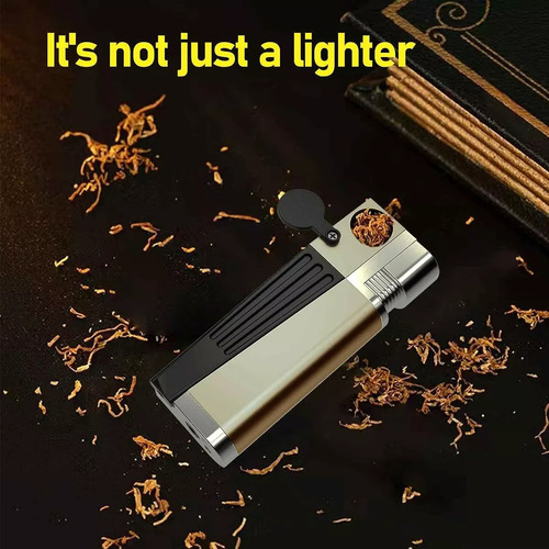 Encendedor De Metal Con Pipa Plegable De Cigarrillos A Prueba De Viento Saiviek, Encendedor De Cigarrillos De Una Sola Llama, Llama Ajustable Y Gas Butano Recargable,con Herramientas De Ajuste