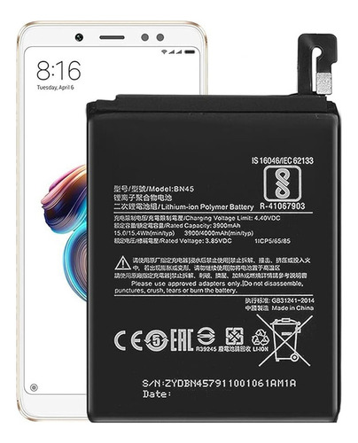 Bateria Compatible Con Xiaomi Redmi Note 5  Bn45  De 4000mah