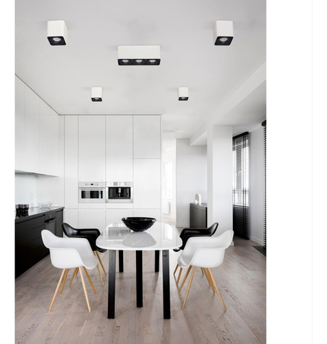 Aplique Techo Plafón Gu10 1 Luz Aluminio Blanco Negro Blanco