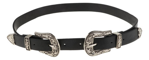 Cinturón De Mujer Vintage Con Doble Hebilla De Cuero Pu
