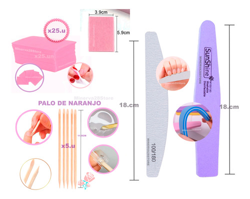 Kit Uñas Soft Gel Prelimado, Pressgel, Cabina Bombon, Aceite Stilleto Prelimada Modelo Total 100 Tips