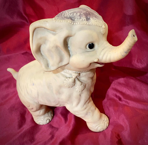 Antiguo Juguete Elefante De Goma Piel Rose Con Sonido Chifle