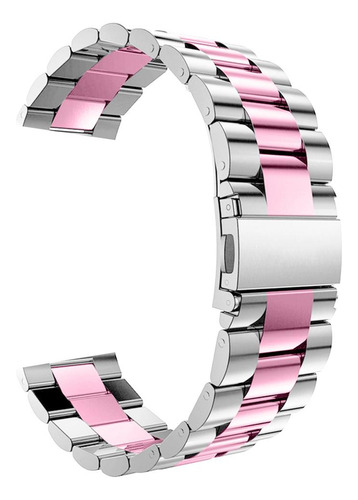 Pulseira De Aço Inox Para Smartwatch Series 6 7 8 9 Se Ultra Cor Prata Listra Pink