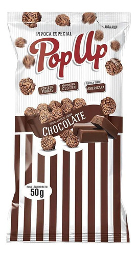 Pipoca Especial Pop Up Sabor Chocolate 50 Gramas- Kit 20 Un