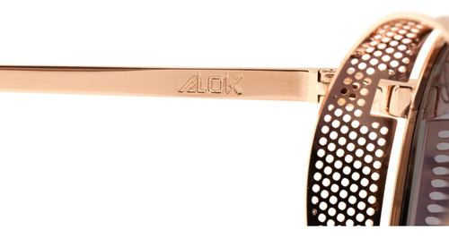 Óculos De Sol Unissex Alok Tech In Style Redondo Dourado Oc