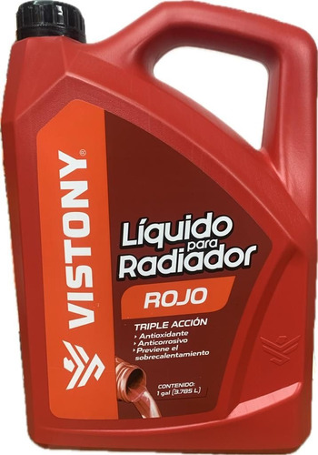 Refrigerante Para Auto Rojo Vistony Galón