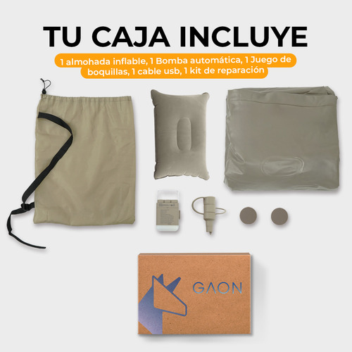 Colchon Inflable Individual Cama De Aire Portatil Camping Color Gris