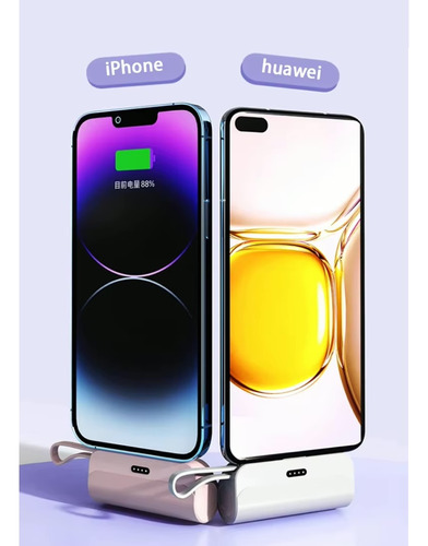 Mini Power Bank 5000mah Compatible Usb-c Y Lightning