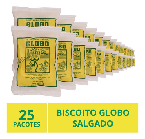 Biscoito Globo Rio De Janeiro, Salgado, 25 Pacotes 30g.