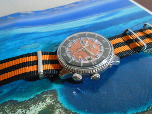 Orient King Diver Antigo Cal 1942 2 Janelas Orange Raro