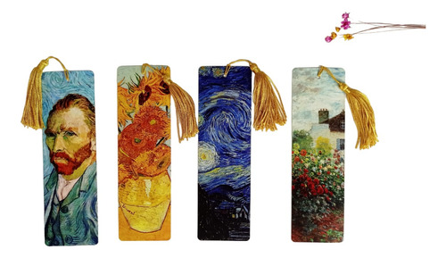 Kit 4 Marcadores De Página Com Tassel (van Gogh E Monet)