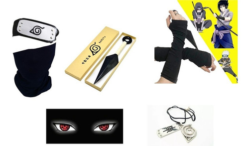 Imagen 1 de 8 de Bandana + Guantes + Sharingan + Kunai Naruto - Kit