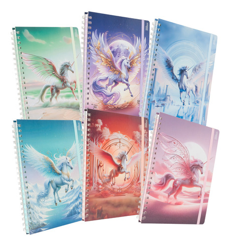 Cuaderno Profesional Printaform Unicornios 100h 6 Pzas Color Raya
