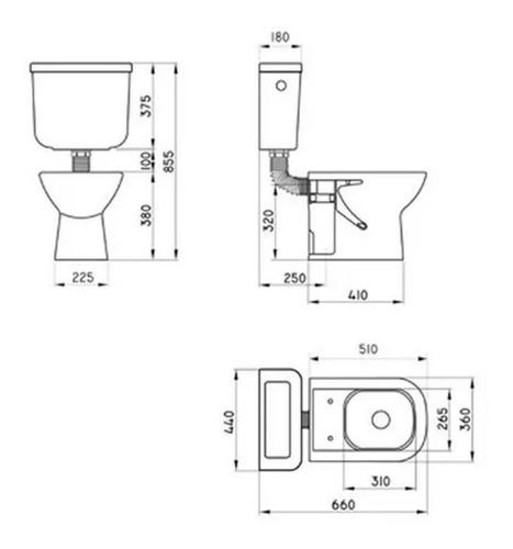 Imagen 2 de 2 de Juego Baño Ferrum Bari Inodoro Corto Bidet 1 Mochila 24