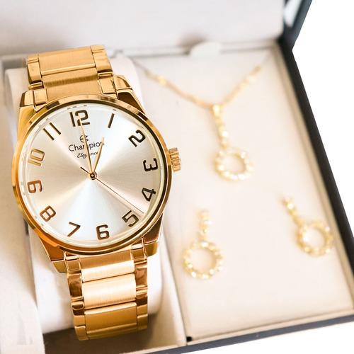 Imagem 1 de 6 de Relógio Champion Feminino Dourado Prova D´água Original