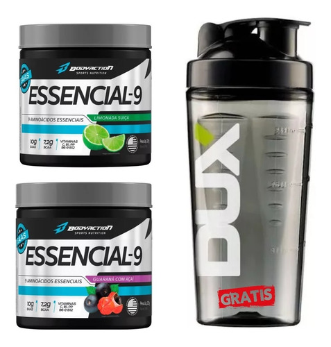 Pack Essencial-9 Aminoácidos Bcaa Body Action + Vaso Gratis