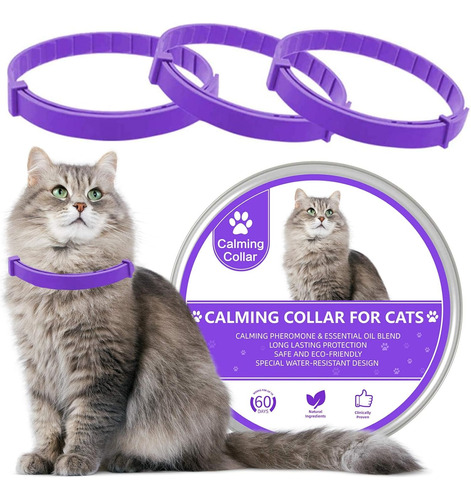 Collar Gatos, Calmante Para Gatos, Feromonas Color Violeta