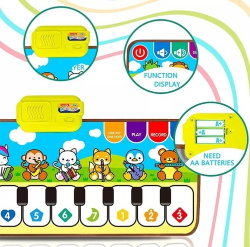 Alfombra Piano Musical Tapete Para Bebés Y Niños