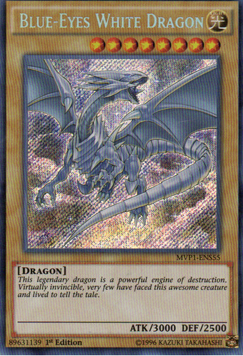 Blue-eyes White Dragon Carta Yugi Mvp1-ens55 Secret Rare