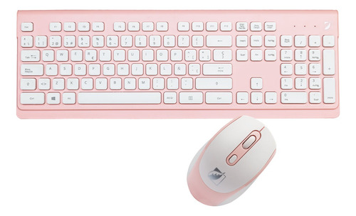 Kit Teclado Y Mouse Green Leaf Rosa Rosa